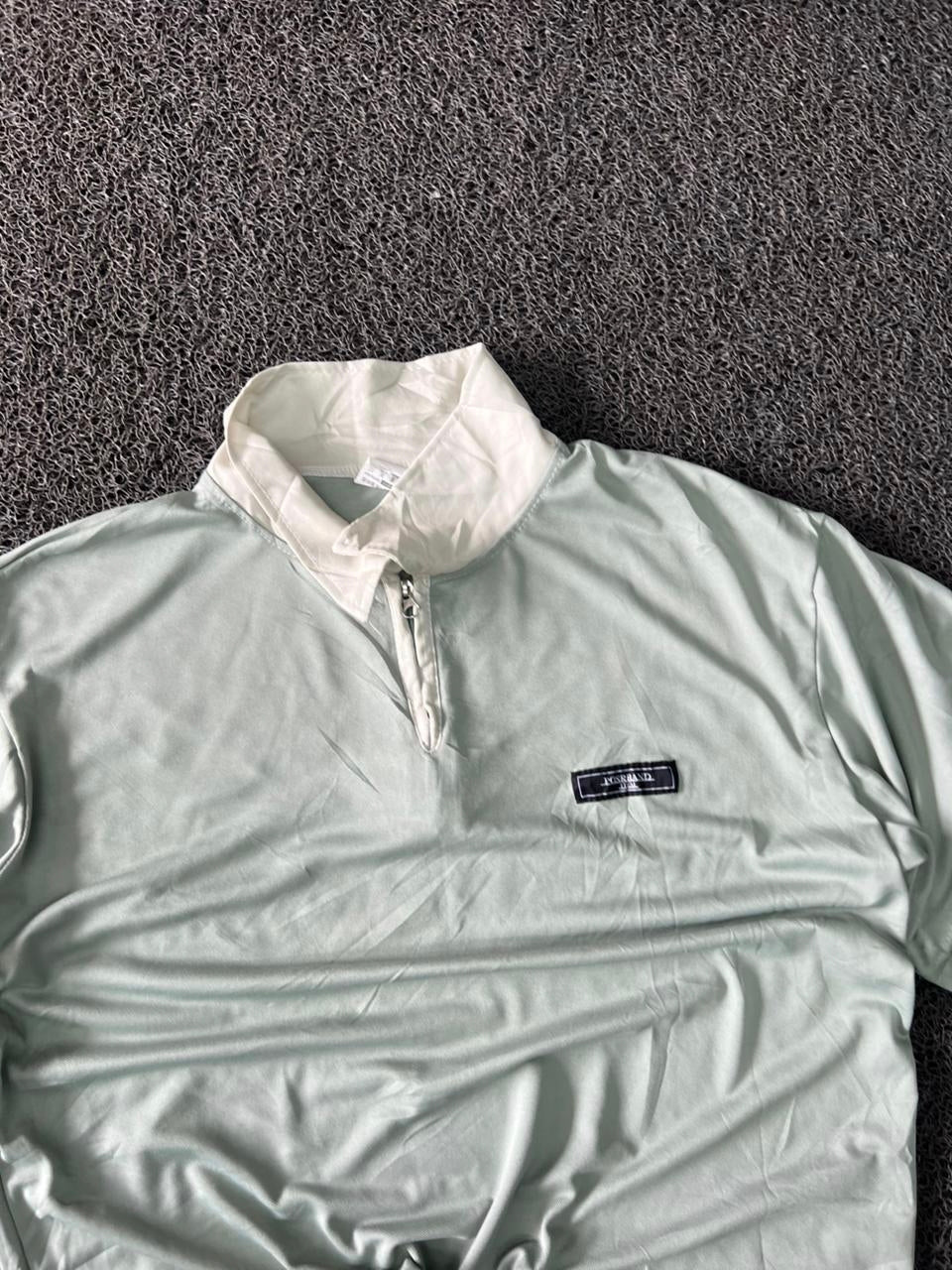 Men's Premium Mint Green Half-Zip Polo T-Shirt