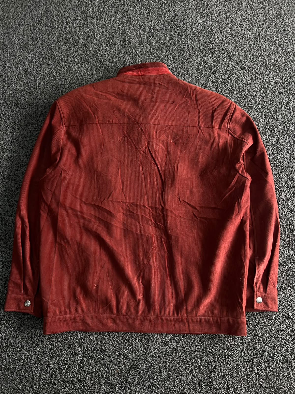 Vintage Red Stand Collar Zip-Up Jacket – Casual Full Zip Lightweight Men's Outerwear
