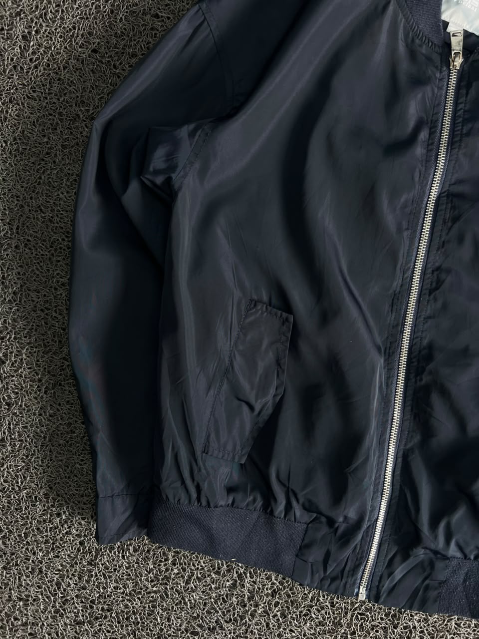 Vintage Black MA-1 Bomber Jacket – Full Zip Utility Style