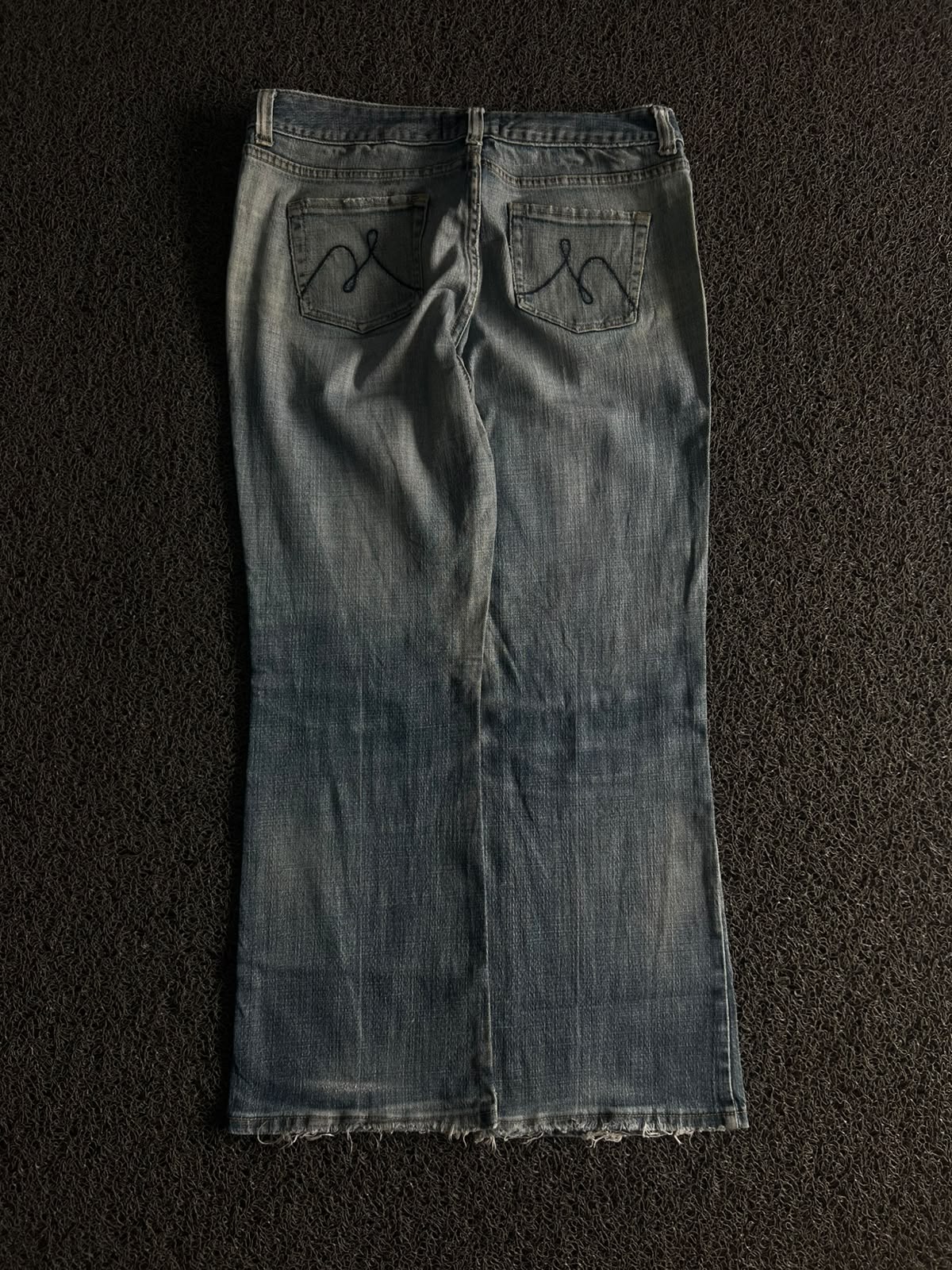 Vintage Washed Blue Denim| Raw Hem | Y2K Casual Style