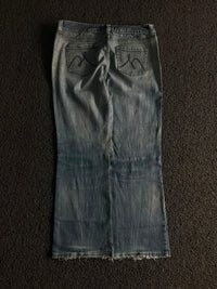 Vintage Washed Blue Denim| Raw Hem | Y2K Casual Style