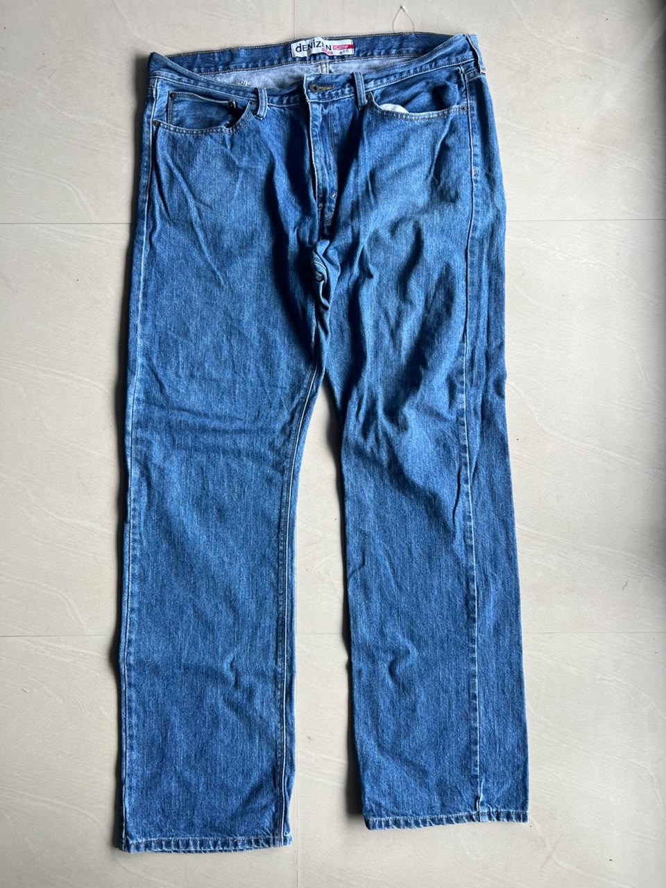 Vintage Blue Wash Straight Leg Denim Jeans