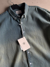 Vintage Wash Sage Denim Button-Down Shirt
