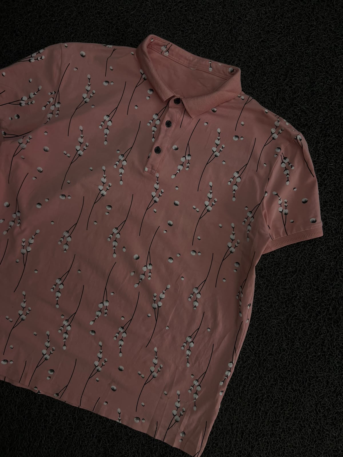 Vintage Floral Pattern Polo T-Shirt