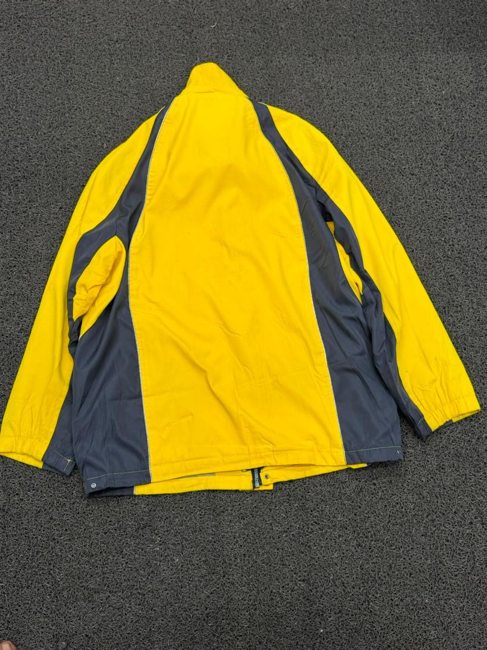 Vintage Yellow & Navy Reflective Outdoor Rain Jacket | Windbreaker Utility Coat