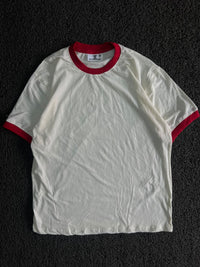White & Red Contrast Trim Crew Neck T-Shirt