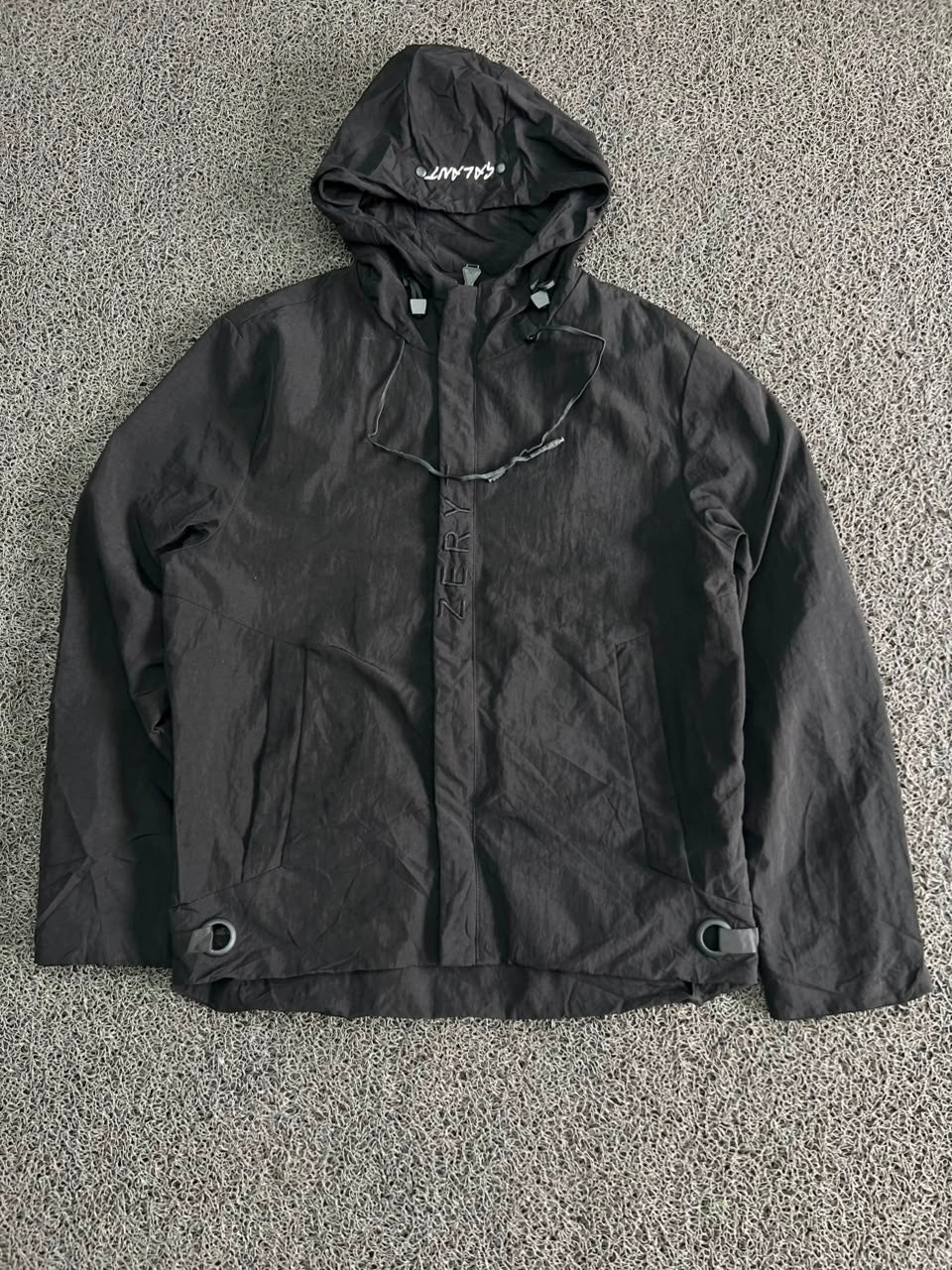 Vintage Galvant Black Hooded Windbreaker Jacket – Lightweight Full Zip