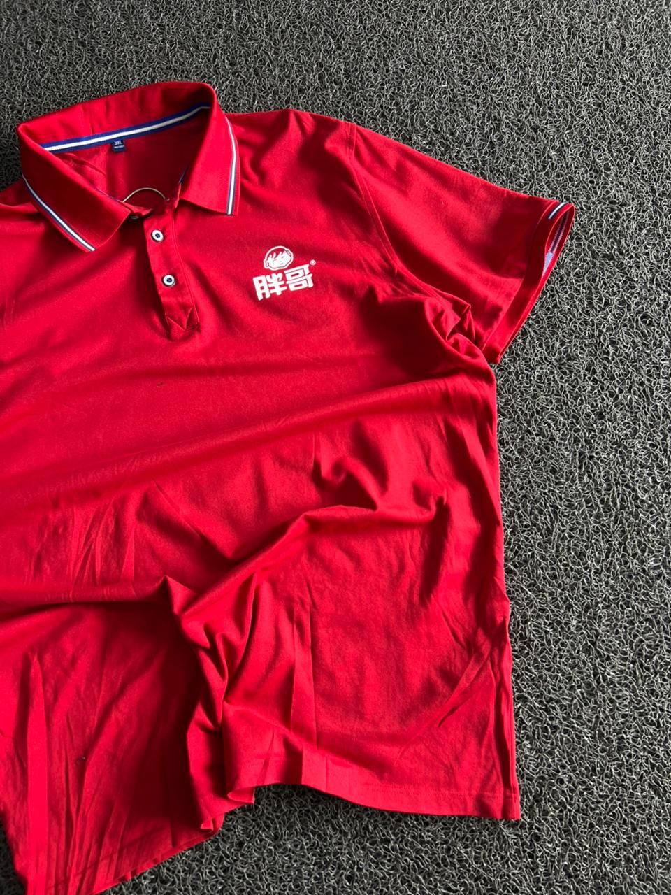 Vintage Red Embroidered Logo Polo T-Shirt