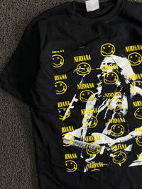 Nirvana Graphic Print T-Shirt with Yellow Smiley Design