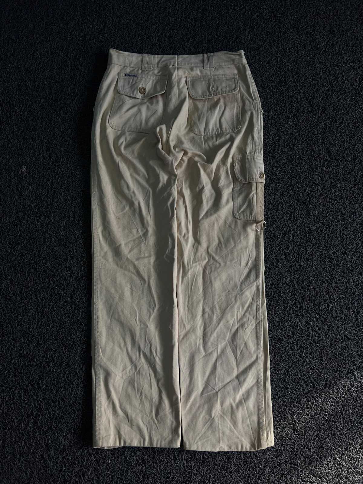 Vintage Cream Utility Cargo Pants | Wide Leg Workwear Jeans