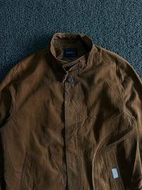 Vintage Brown Stand Collar Utility Jacket ⚠️ Button Missing