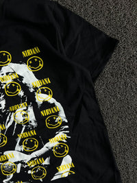 Nirvana Graphic Print T-Shirt with Yellow Smiley Design