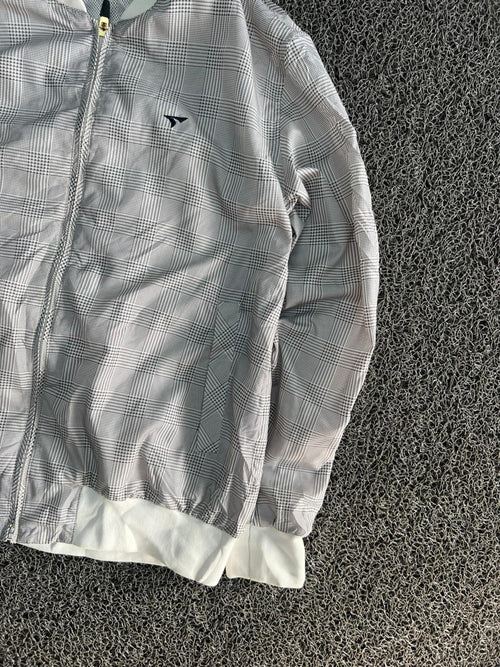 TourStage Grey Plaid Lightweight Bomber Jacket – Full Zip Casual Windbreaker