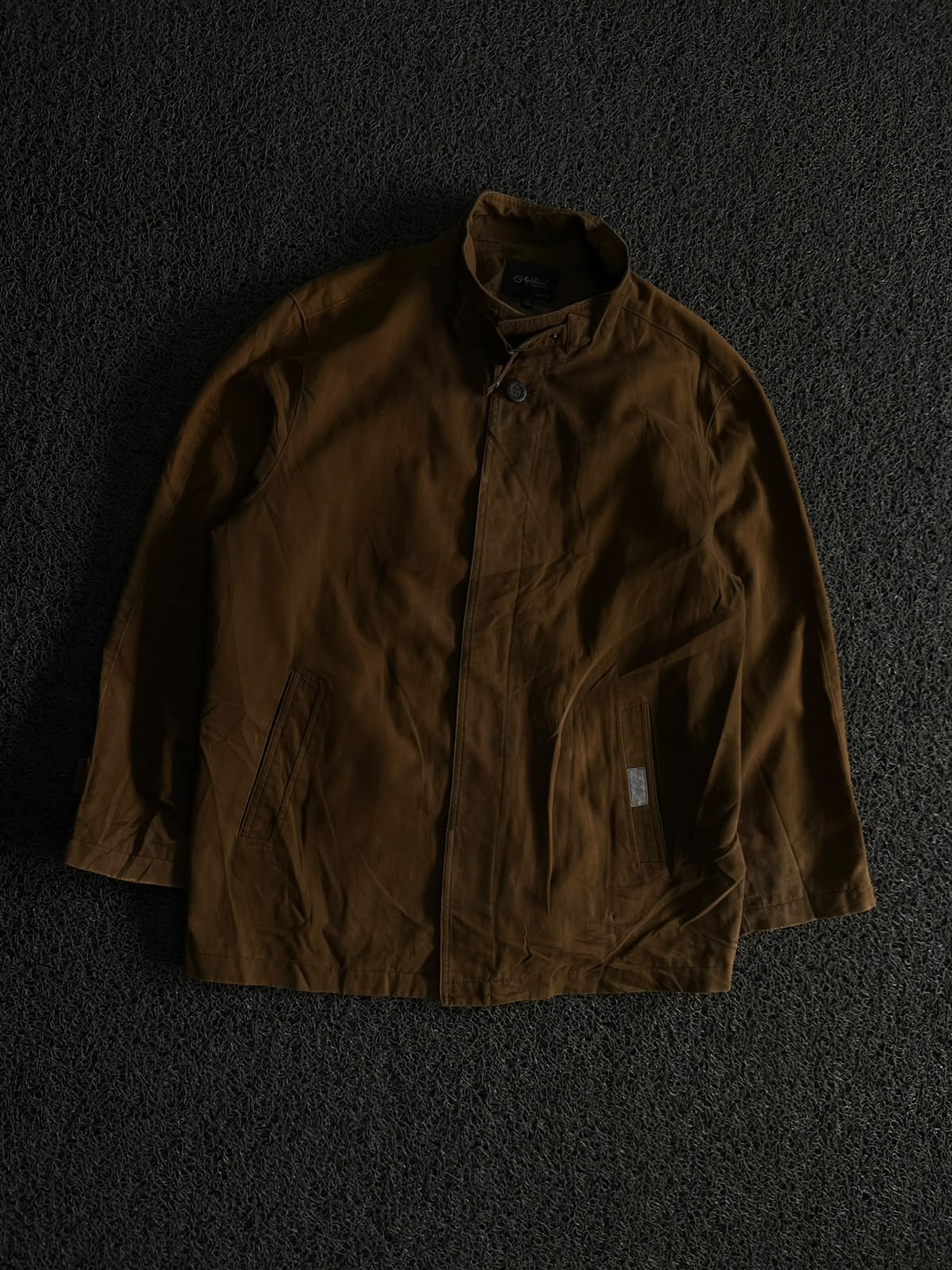 Vintage Brown Stand Collar Utility Jacket ⚠️ Button Missing