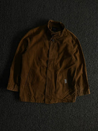 Vintage Brown Stand Collar Utility Jacket ⚠️ Button Missing