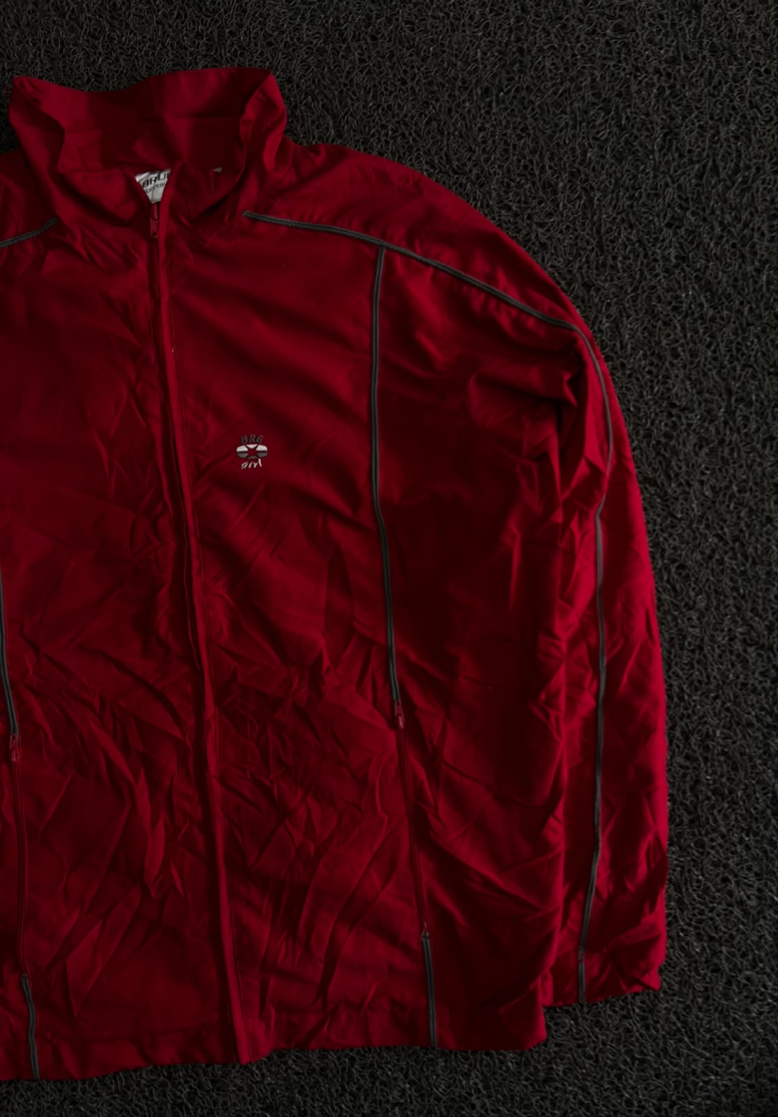Vintage Red Track Jacket with Contrast Piping