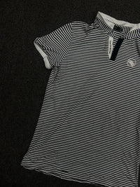 Striped Half-Zip Polo T-Shirt with Collar