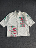 Vintage White Graphic Print Short Sleeve Button-Up Shirt | Thrift