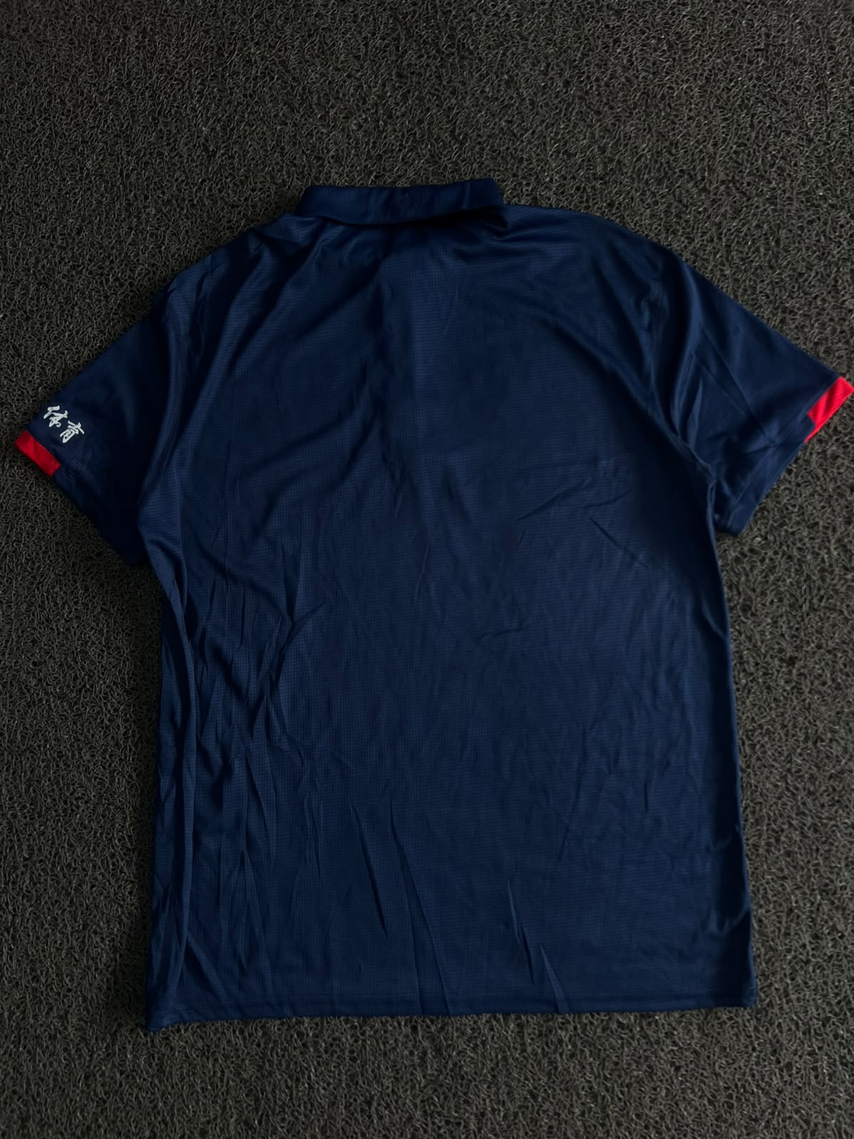 Vintage Navy Blue China Sport Polo T-Shirt with Flag