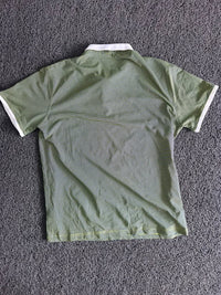 Men’s Green & White Striped Contrast Collar Polo T-Shirt