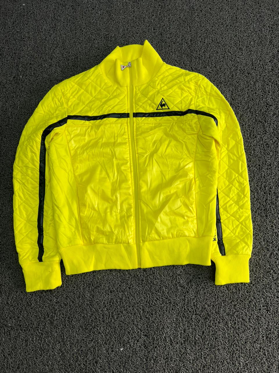 Le Coq Sportif Neon Yellow Quilted Track Jacket – Full Zip Athletic Bomber