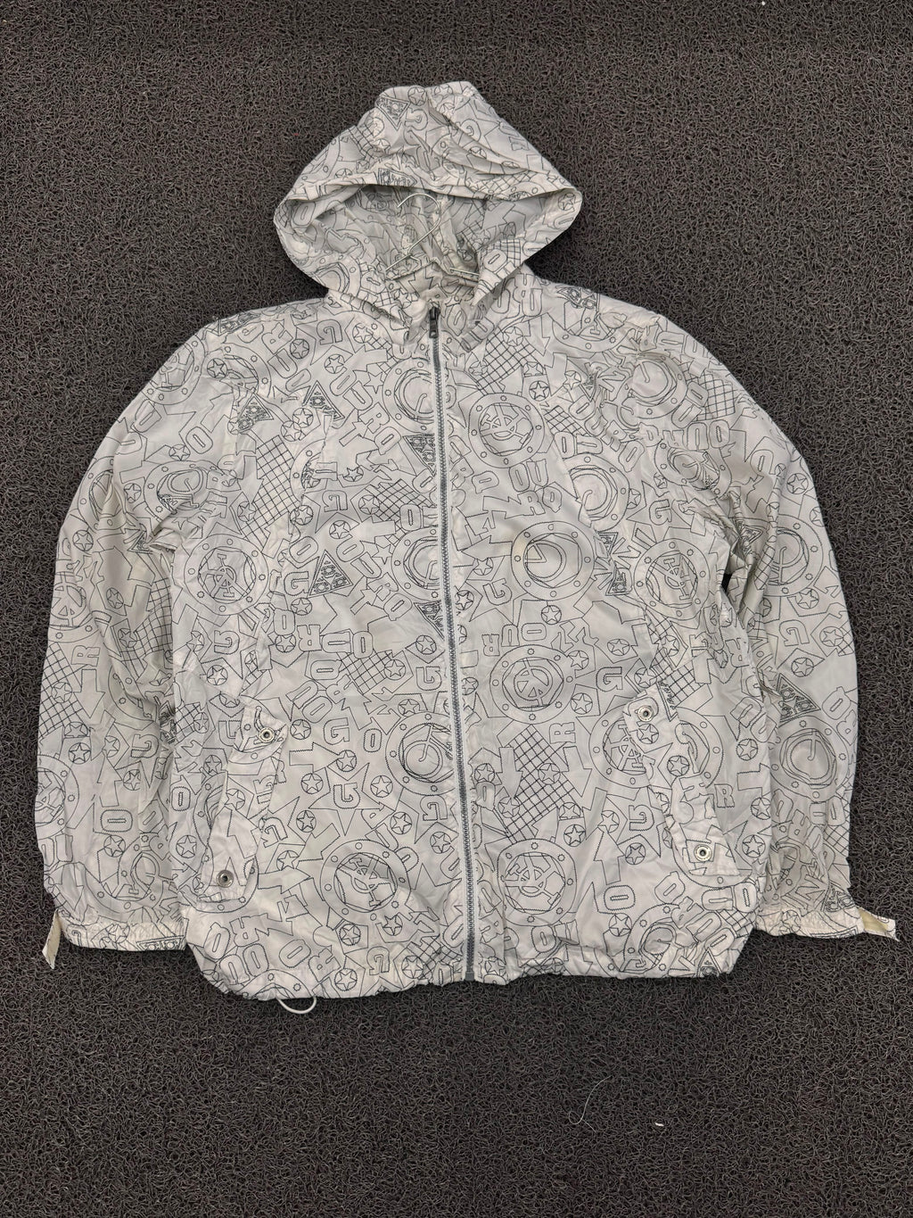 Graphic Print Hooded Windbreaker Jacket