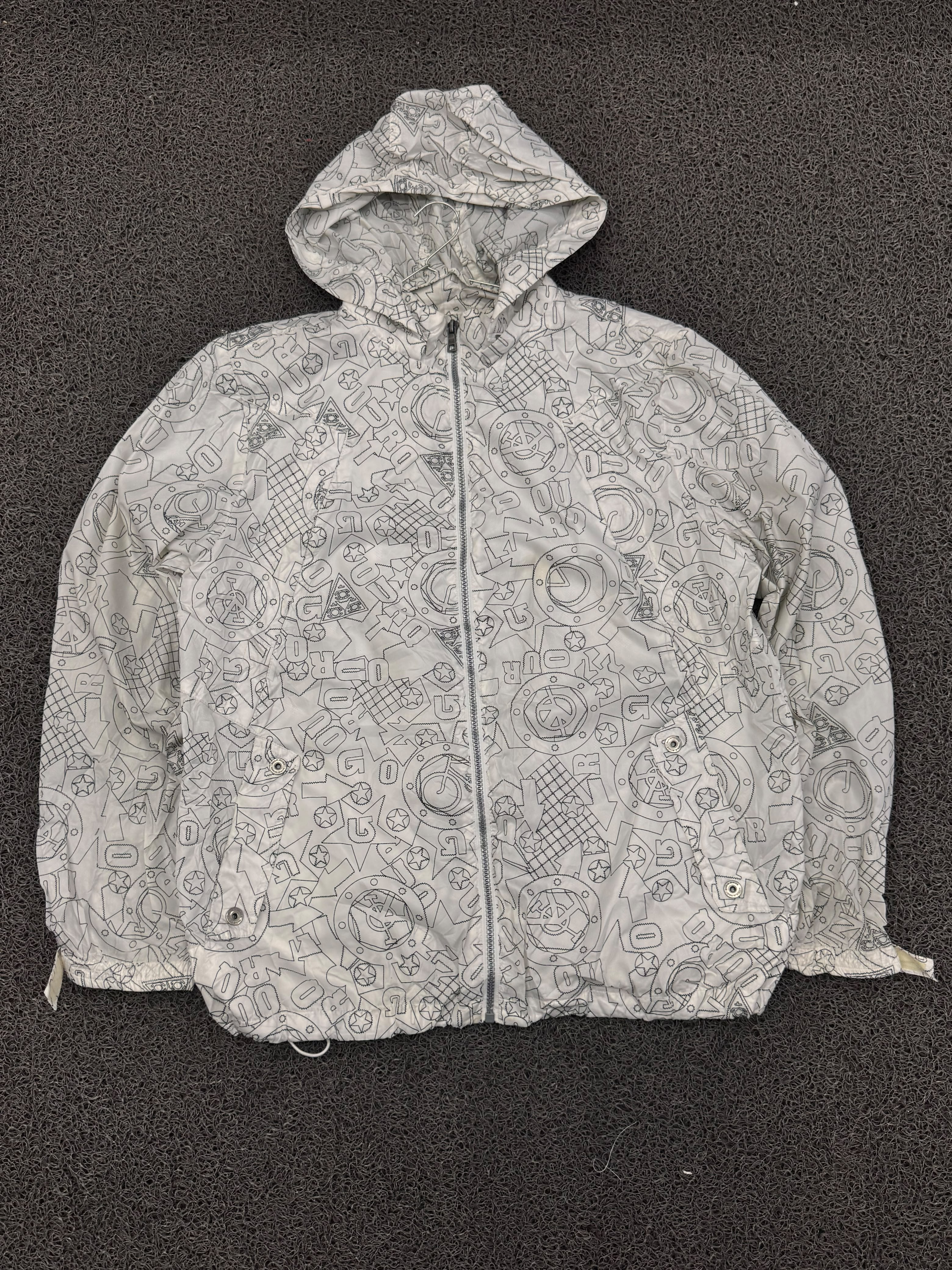 Graphic Print Hooded Windbreaker Jacket