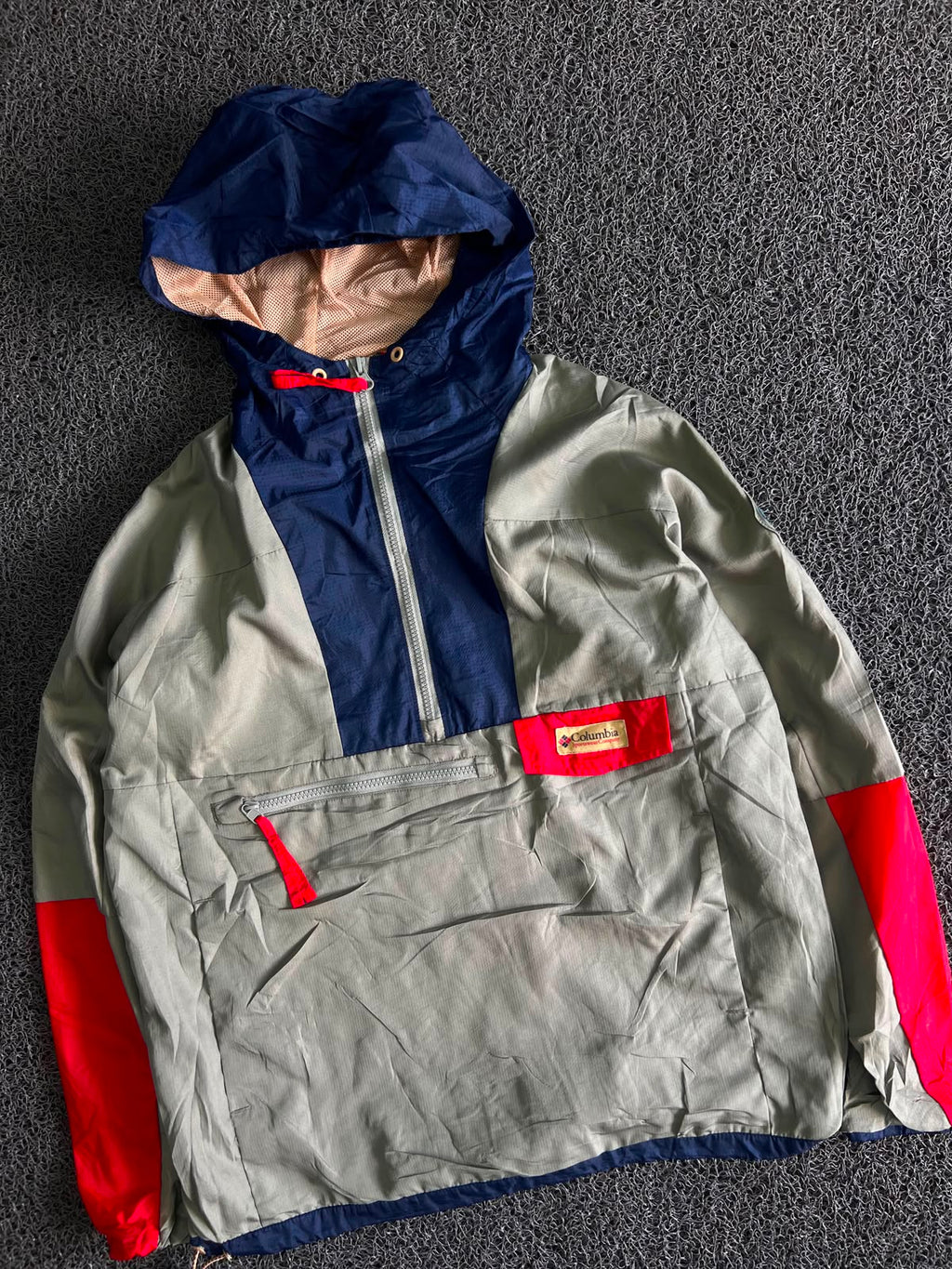 Columbia Colorblock Hooded Half-Zip Anorak Windbreaker Jacket