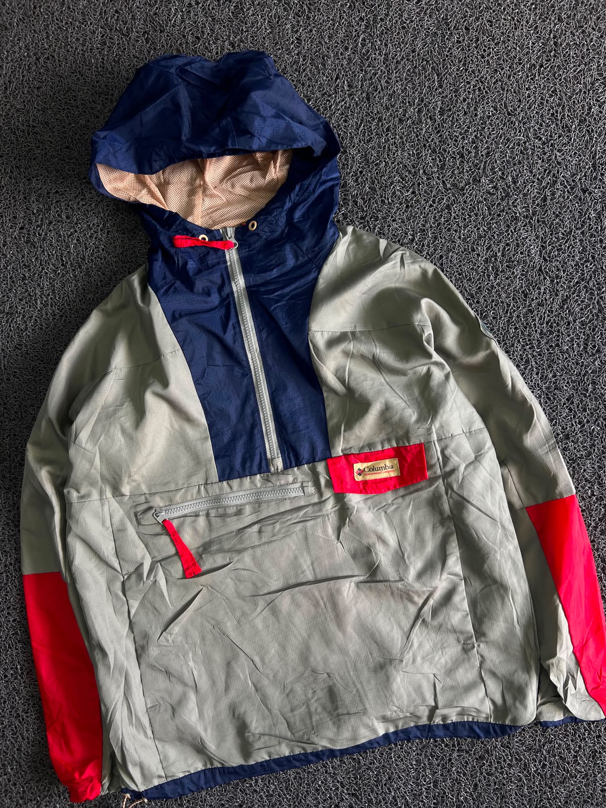 Columbia Colorblock Hooded Half-Zip Anorak Windbreaker Jacket