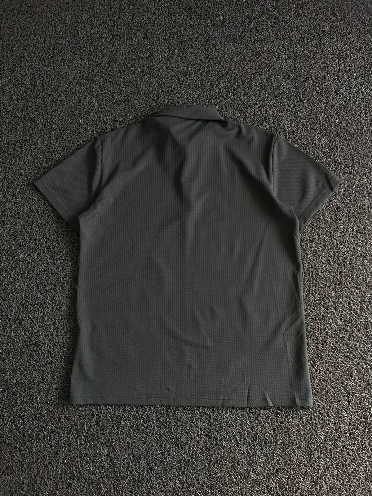 Dark Grey Textured Polo T-Shirt