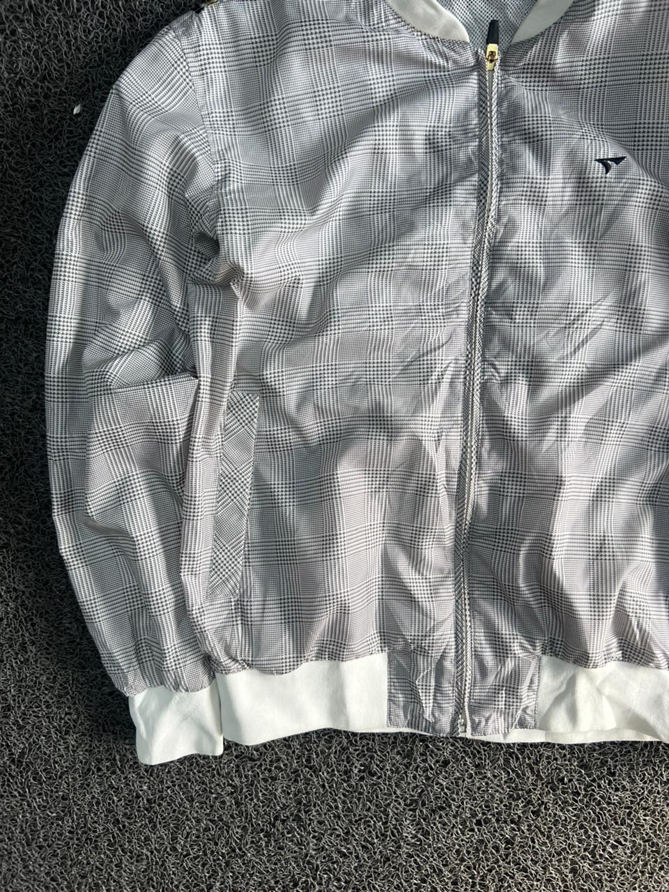 TourStage Grey Plaid Lightweight Bomber Jacket – Full Zip Casual Windbreaker