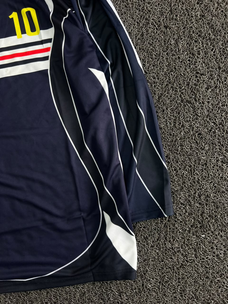 Nike France Zidane #10 Long Sleeve Collar Football Jersey – Navy Blue | Retro FFF Soccer Jerseys