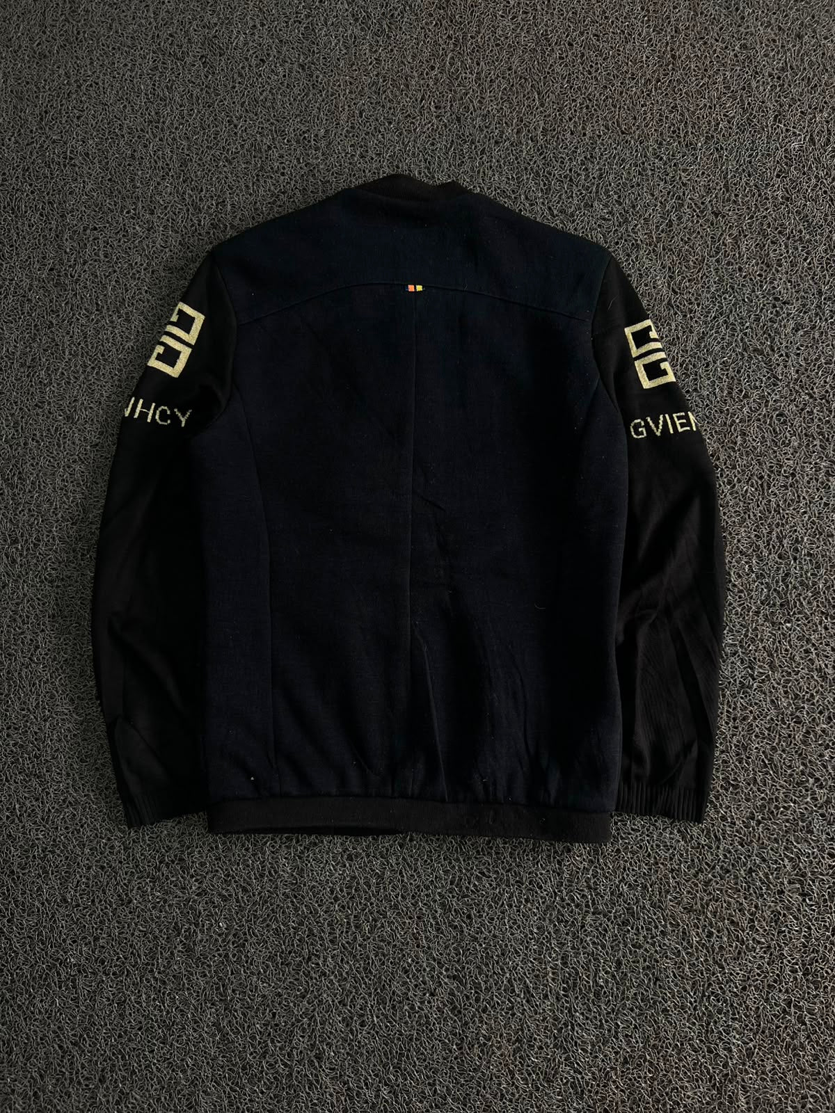 Vintage Black Zip-Up Knit Bomber Jacket