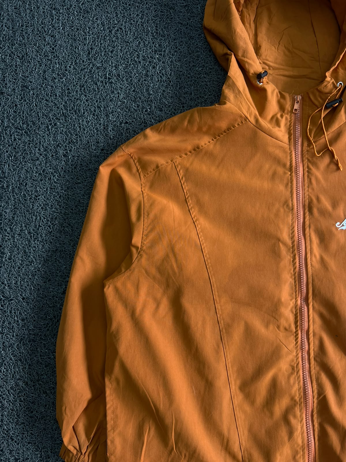 Orange Hooded Windbreaker Jacket | Lightweight Full-Zip Outdoor Jacket