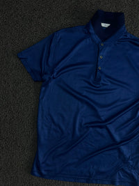 Blue Textured Polo T-Shirt with Button Placket