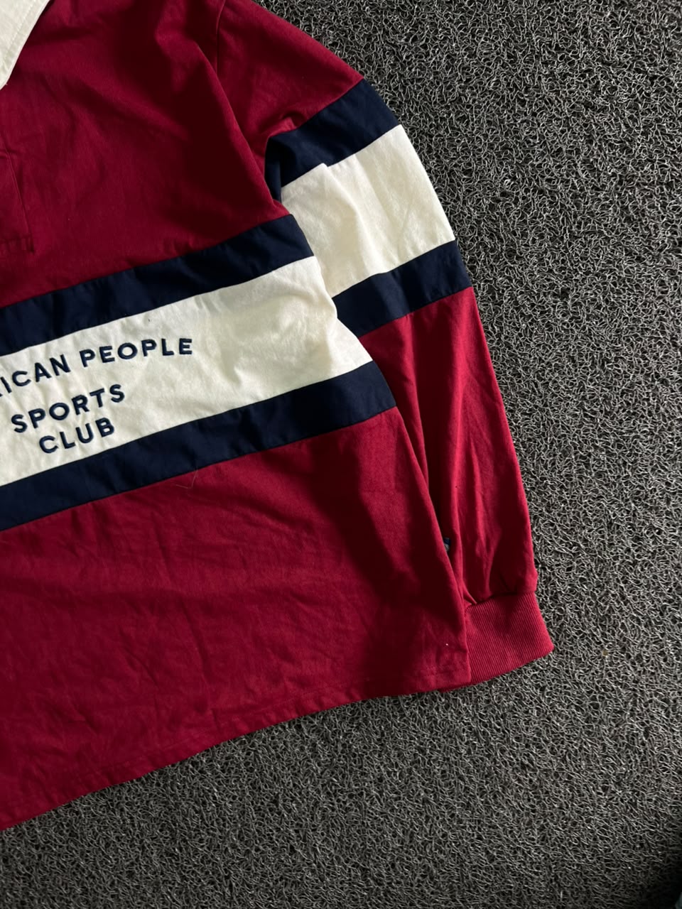 American People Sports Club Striped Rugby-Style Full-Sleeve T-Shirt