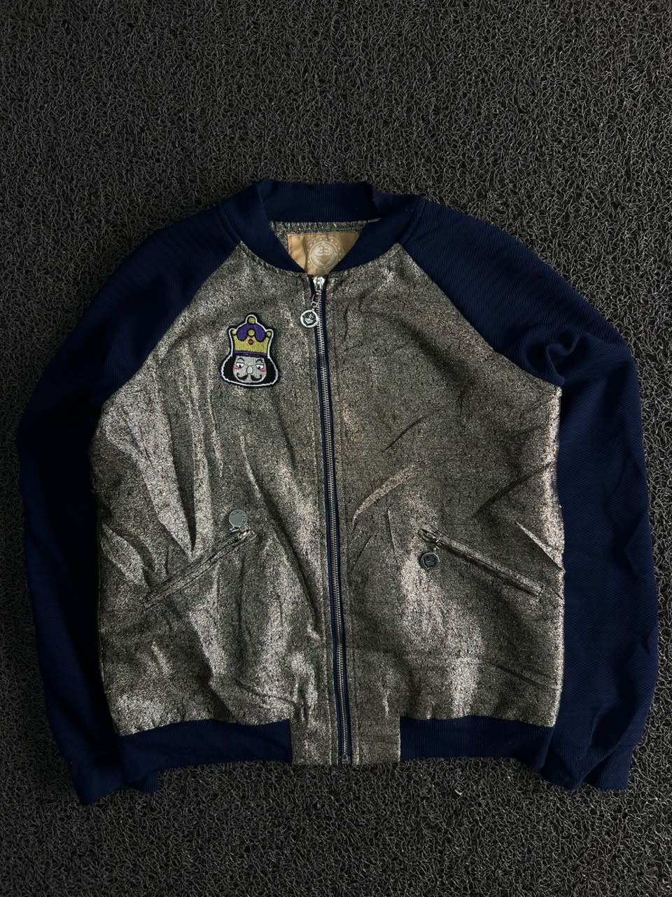 Bomber Jacket – Crown Patch Zip-Up Casual Jacket
