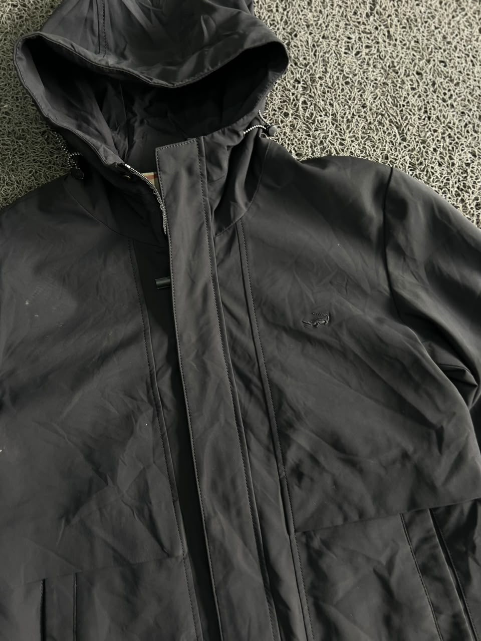 Vintage Black Hooded Utility Windbreaker Jacket 🖤