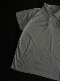 White Solid Polo T-Shirt with Logo and chinese back print
