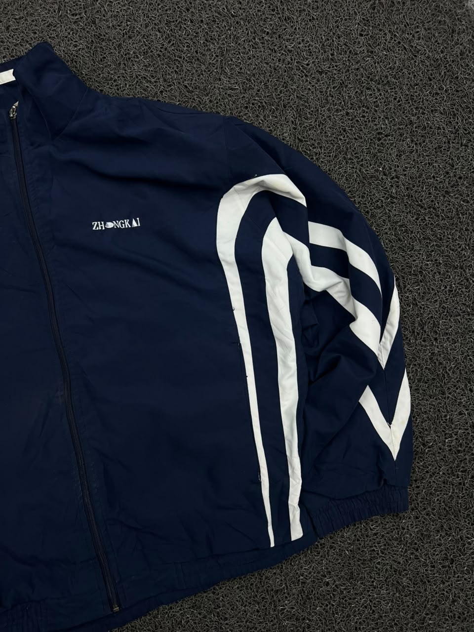 ZHONGKAI Navy Blue Track Jacket with White Panel Design