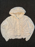 Minimalist White Hooded Windbreaker Jacket – Lightweight Zip-Up Casual Outerwear