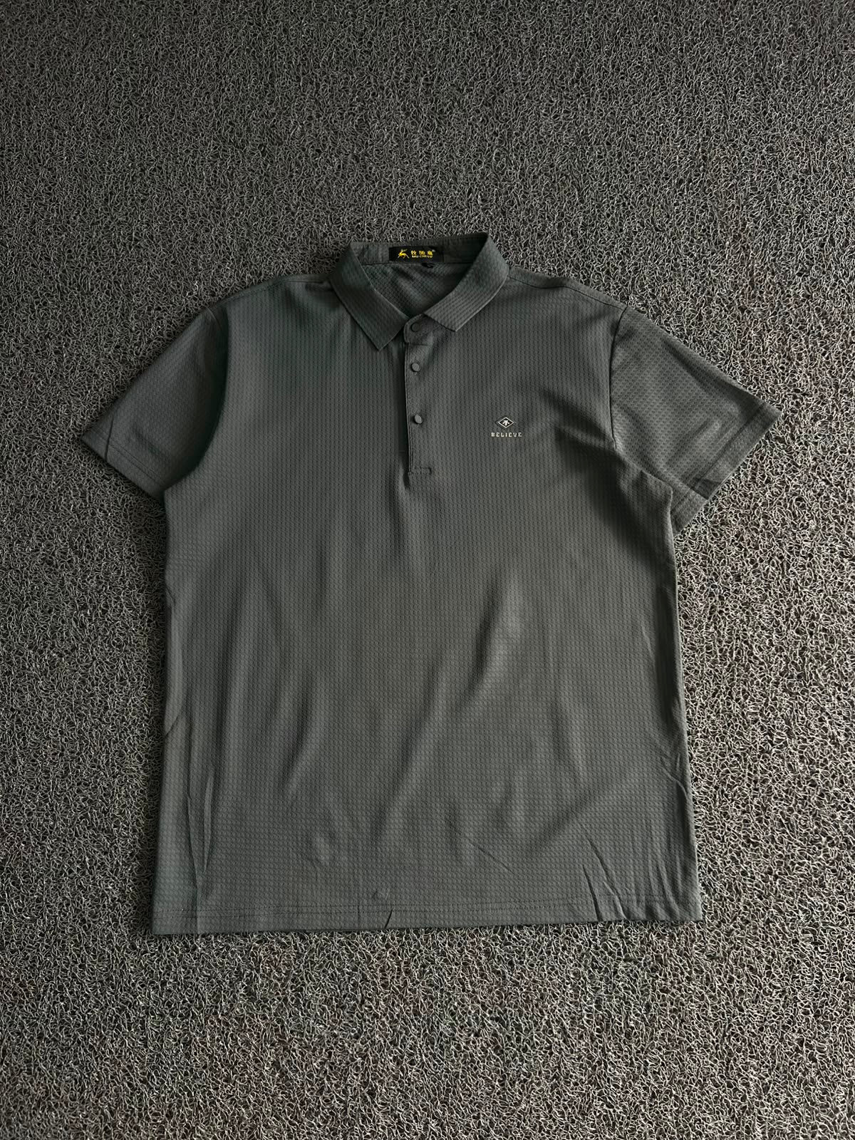 Dark Grey Textured Polo T-Shirt
