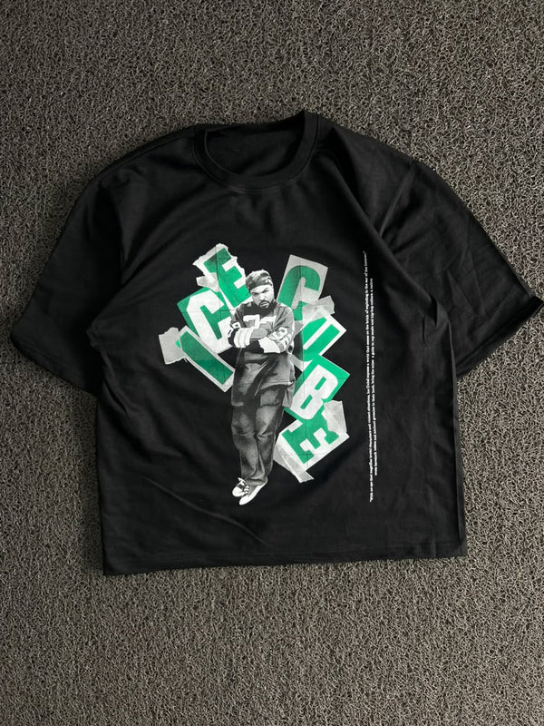 ICE CUBE Graphic Print Black T-Shirt