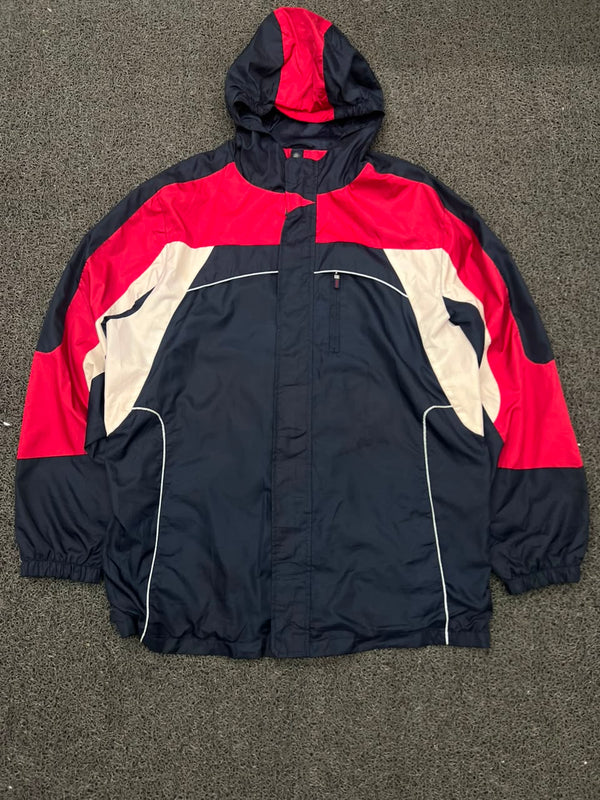 Vintage Colorblock Hooded Windbreaker Jacket – Lightweight Outdoor