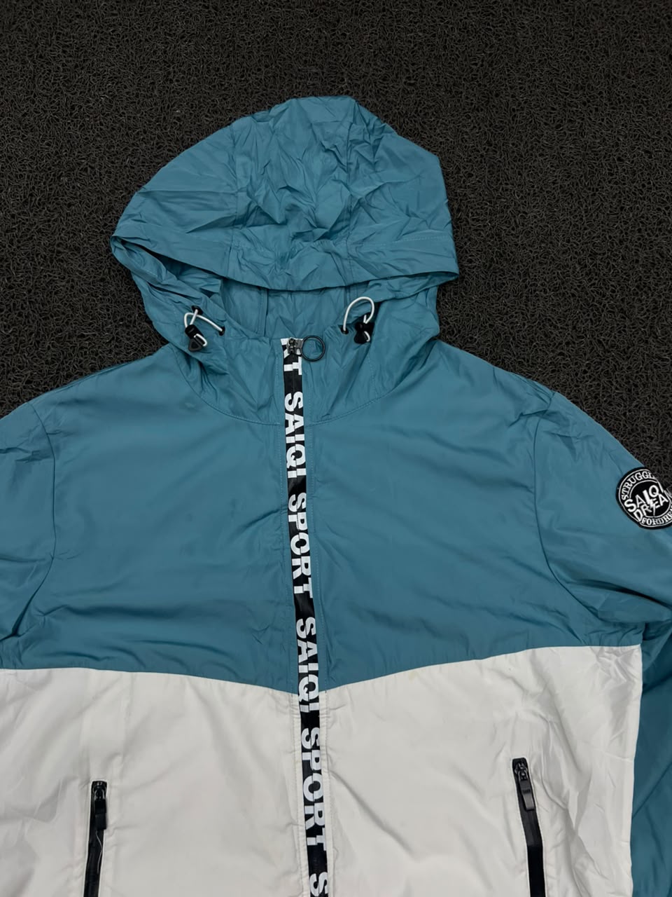 SAIQI Sport Color Block Hooded Windbreaker Jacket – Lightweight Zip-Up