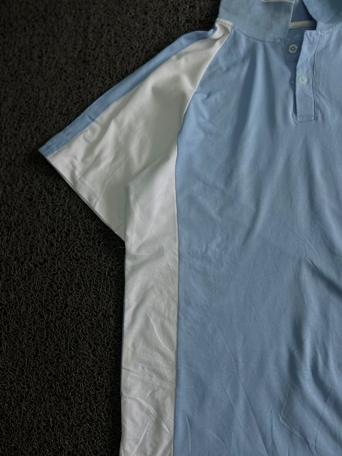 Vintage Sky Blue & White Sports Polo Shirt