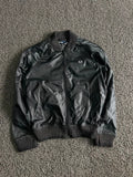 Fred Perry Black Gloss Bomber Jacket – Ribbed Collar Zip-Up Casual Jacket