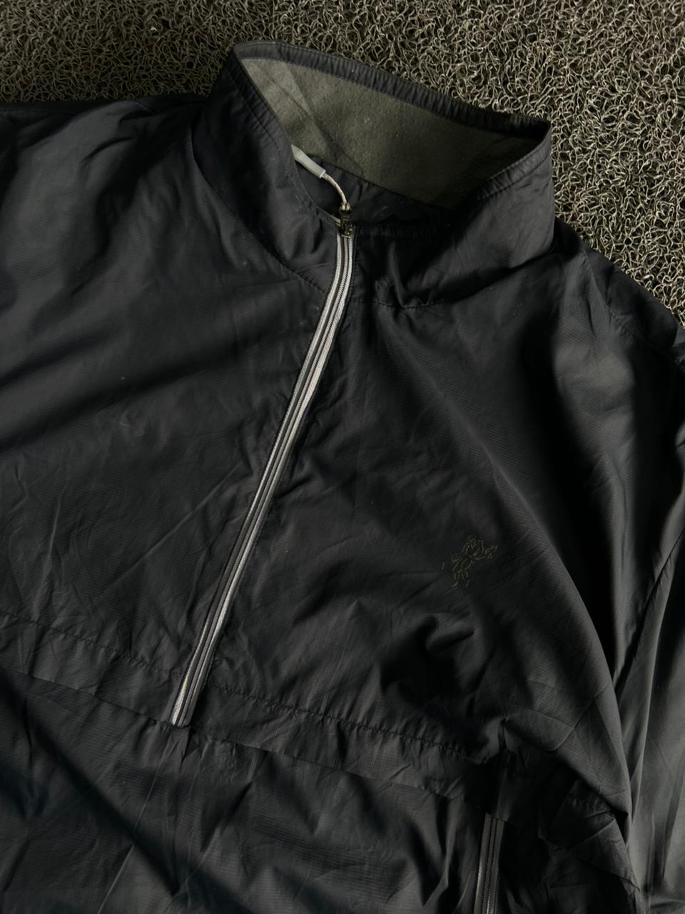 Vintage Black Half-Zip Lightweight Utility Windbreaker Jacket