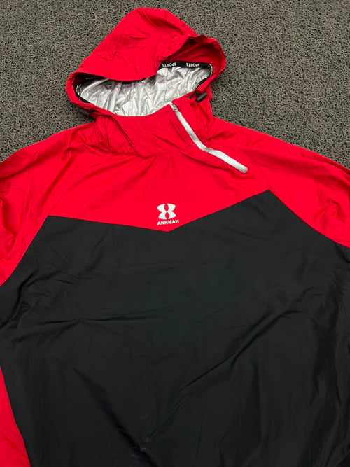 Vintage Annmah Red & Black Half-Zip Hooded Windbreaker Jacket