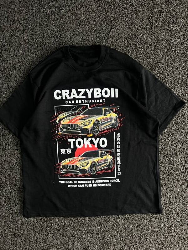 Black Tokyo Car Graphic T-Shirt